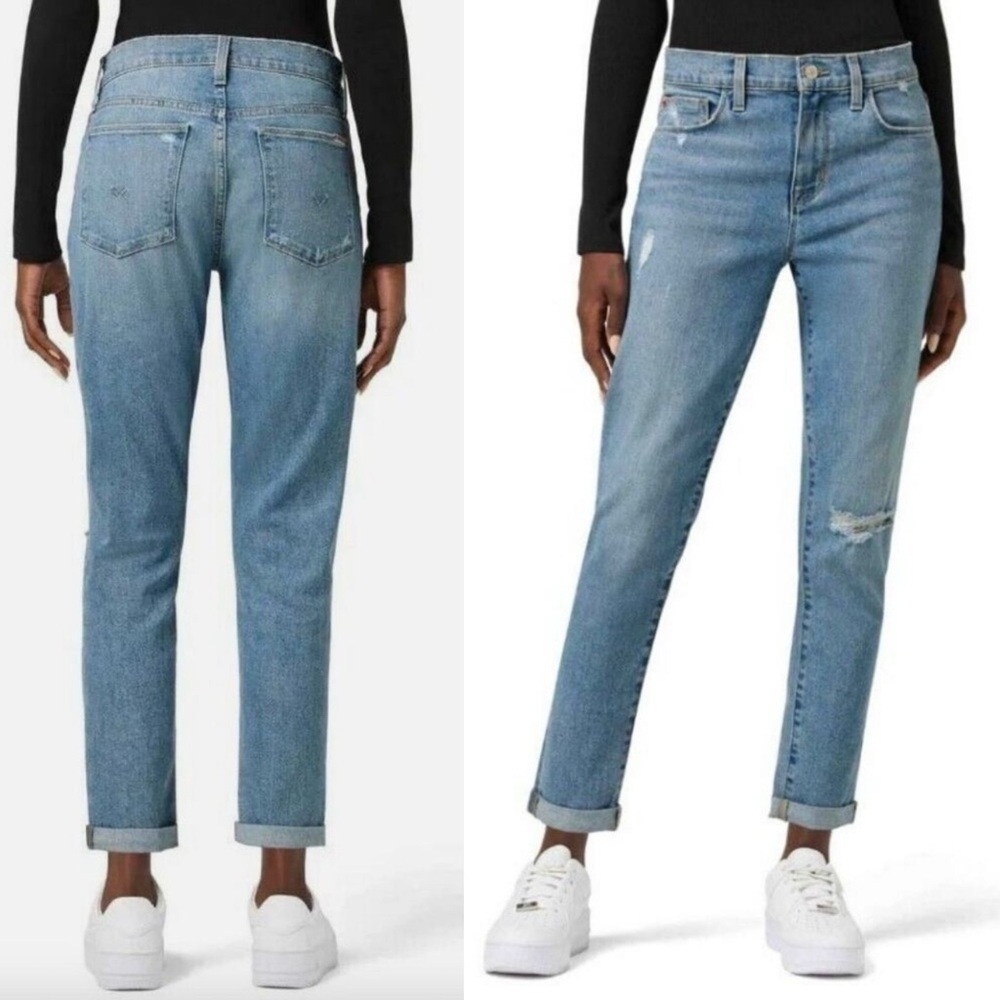 Hudson Natalie Mid Rise Slim Boyfriend Distressed Crop Jeans | Women’s Size 29